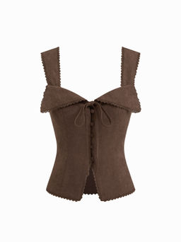 Cider - Sweetheart Lace Tie Back Tank Top