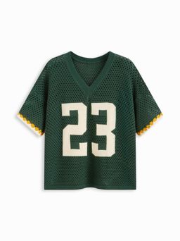 Cider - Knit V-neck 23 Graphic Hollow out Oversized Top Curve & Plus