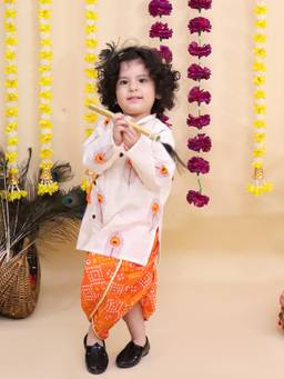 KID1 - Kanha Kurta and Dhoti- Orange