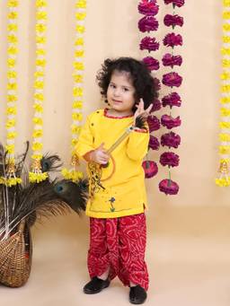 KID1 - Nandlala Kurta and Dhoti-Yellow