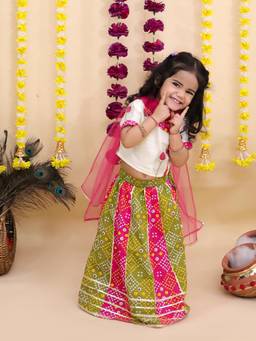 KID1 - Radha Rangrez Lehenga and Choli with Dupatta-Pink