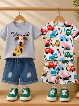 Googo Gaaga - Kids T-shirt and Denim Shorts (Pack of 2)