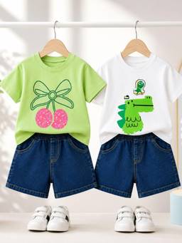 Googo Gaaga - Kids T-shirt and Denim Shorts (Pack of 2)