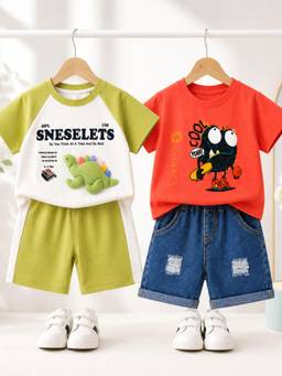 Googo Gaaga - Kids T-shirt and Denim Shorts (Pack of 2)