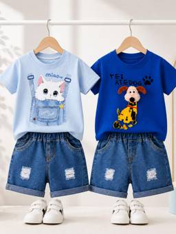 Googo Gaaga - Kids T-shirt and Denim Shorts (Pack of 2)