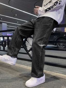 Off Duty India - Ash Black Baggy Fit Rigid Jeans - Black