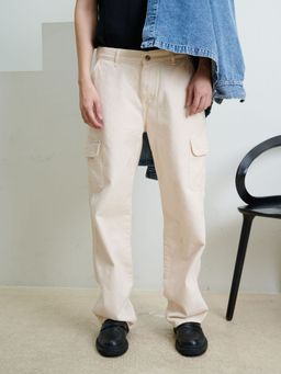 Off Duty India - Oatmeal Street Style Cargo Baggy Fit Jeans - Oatmeal