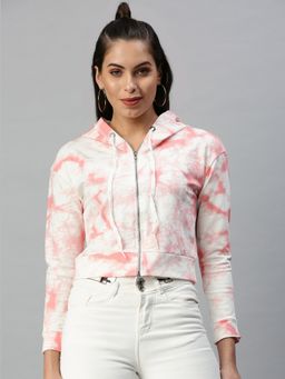 SHOWOFFFF - Women Hooded White Crop Sweatshirt