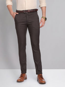 AD By Arvind - Mid Rise Twill Solid Smart Flex Formal Trousers