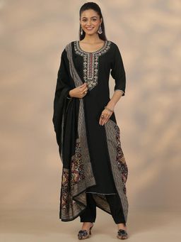 Libas - Black Silk Blend Kurta With Salwar & Dupatta