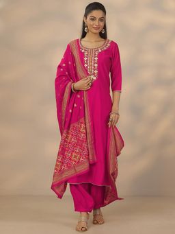 Libas - Pink Silk Blend Kurta With Salwar & Dupatta
