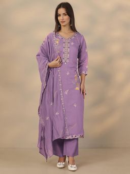 Libas - Lavender Cotton Kurta With Pant & Dupatta