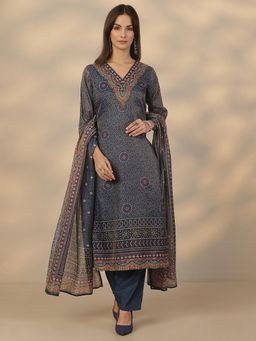 Libas - Blue Silk Blend Kurta With Pant & Dupatta
