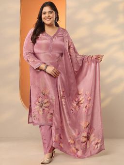 Extra love by Libas - Pink Silk Blend Kurta With Pant & Dupatta