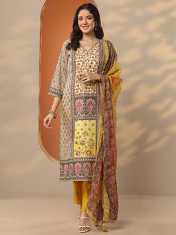 Libas - Yellow Silk Blend Kurta With Pant & Dupatta
