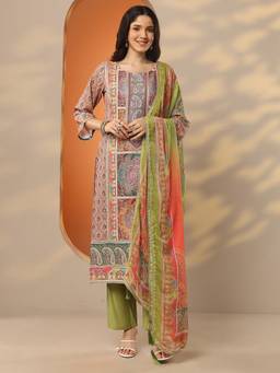 Libas - Multi-Color Silk Blend Kurta With Pant & Dupatta