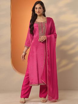 Libas - Pink Silk Blend Kurta With Pant & Dupatta