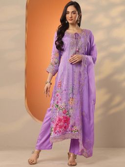Libas Art - Lavender Chinon Kurta With Pant & Dupatta
