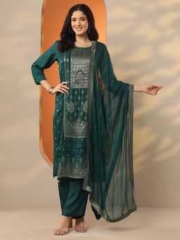 Libas - Green Silk Blend Kurta With Pant & Dupatta