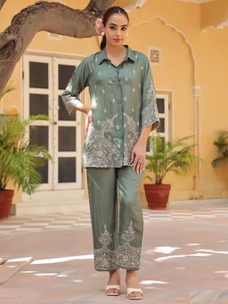 Rain & Rainbow - Green Cotton Co-Ord Set