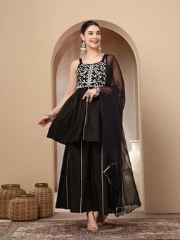 Stylum - Black Rayon Kurti With Sharara & Dupatta