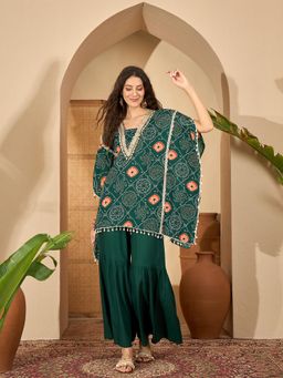 Stylum - Green Crepe Kaftan With Sharara