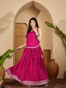 Stylum - Pink Rayon Top With Skirt