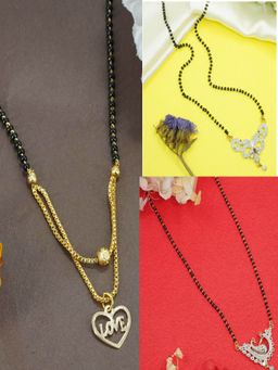 GRIIHAM - 3 Black Bead Mangalsutra