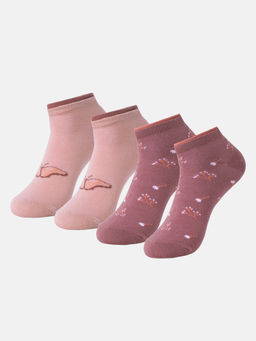 Jockey - 7480 Womens Cotton Low Show Socks - Pale Mauve & Wistful Mauve (Pack of 2)