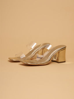 ERIDANI - Crystalline Wide Transparent Upper Gold Heels