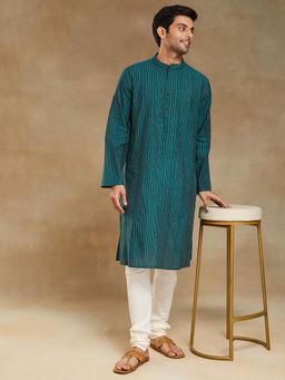 Fabindia - Green Cotton Thread Work Long Kurta