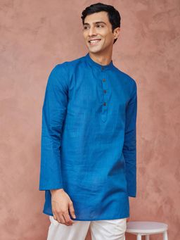 Fabindia - Blue Cotton Solid Short Kurta