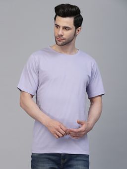 RIGO - Men Light Purple Oversized Printed T-Shirt