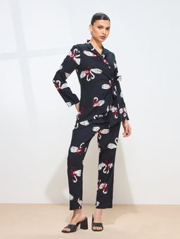 KAMLIE - Women Black Viscose Rayon Printed Co-Ord Set