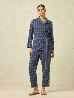 KAMLIE - Women Charcoal Pure Cotton Abstract Co-Ord Set