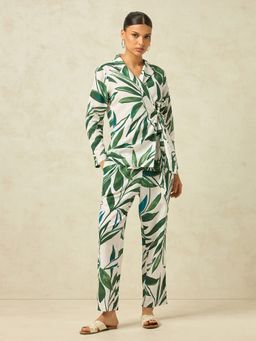 KAMLIE - Women White Viscose Rayon Floral Co-Ord Set