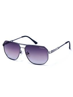 HASHTAG EYEWEAR - Unisex Full Rim Polarized & 100 UV Protected Irregular Purple Lens Sunglasses (58)