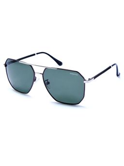 HASHTAG EYEWEAR - Unisex Full Rim Polarized & 100 UV Protected Irregular Green Lens Sunglasses (60)