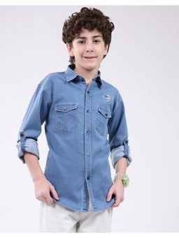 Monte Carlo - Boys Slim Fit Solid Button Full Sleeve Shirt