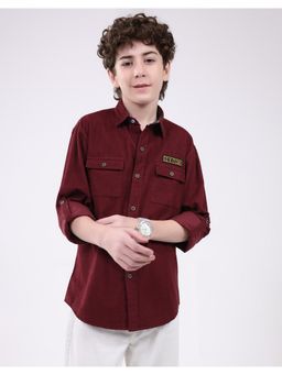 Monte Carlo - Boys Slim Fit Solid Button Full Sleeve Shirt
