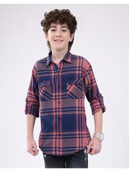Monte Carlo - Boys Slim Fit Check Button Full Sleeve Shirt