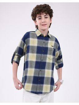 Monte Carlo - Boys Slim Fit Check Button Full Sleeve Shirt