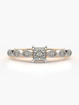 Valanova - Sterling Silver Plated with Rose Gold and Certified Lab Grown Diamond 0.63Cts Ring