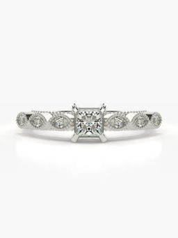 Valanova - Sterling Silver Plated with White Gold and Certified Lab Grown Diamond 0.63Cts Ring