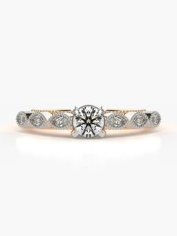 Valanova - Sterling Silver Plated with Rose Gold and Certified Lab Grown Diamond 0.63Cts Ring