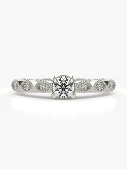 Valanova - Sterling Silver Plated with White Gold and Certified Lab Grown Diamond 0.63Cts Ring