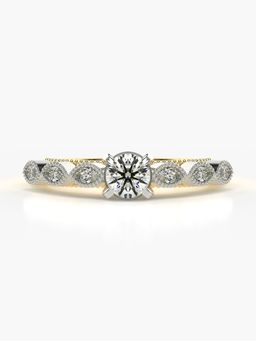 Valanova - Sterling Silver Plated with Yellow Gold and Certified Lab Grown Diamond 0.63Cts Ring