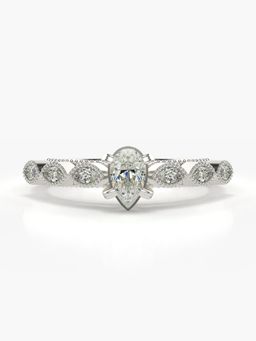 Valanova - Sterling Silver Plated with White Gold and Certified Lab Grown Diamond 0.68Cts Ring