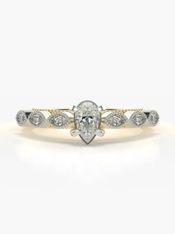 Valanova - Sterling Silver Plated with Yellow Gold and Certified Lab Grown Diamond 0.68Cts Ring
