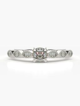 Valanova - Sterling Silver Plated with White Gold and Certified Lab Grown Diamond 0.83Cts Ring